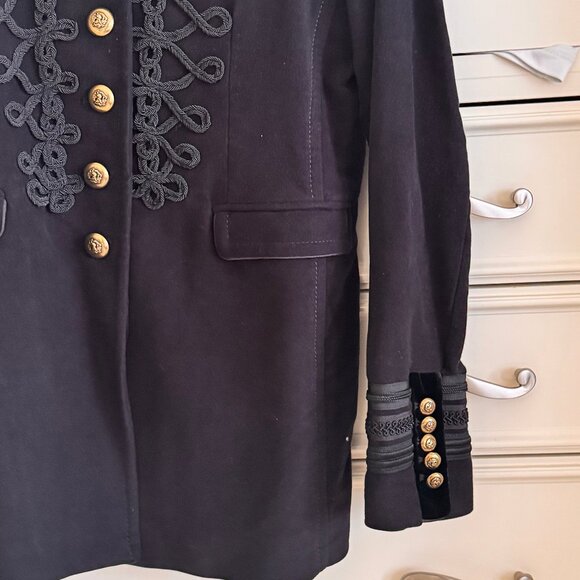 Zara Woman Gold Button Velvet Embroidered Braided Car Coat  NWOT - Picture 3 of 5